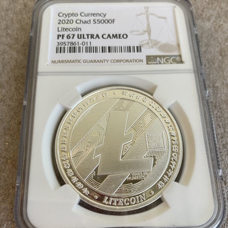 【NGC鑑定PF67】 Litecoin ライトコイン プルーフ版 チャド共和国 CFAフラン 1オンス銀貨 シルバーコイン 暗号資産 暗号通貨 仮想通貨 クリプトコイン ビットコイン
