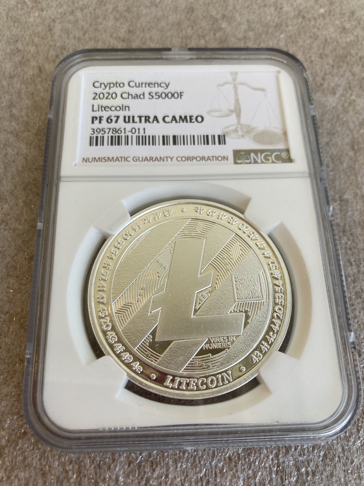 NGC鑑定PF67】 Litecoin ライトコイン プルーフ版 チャド共和国 CFAフラン...