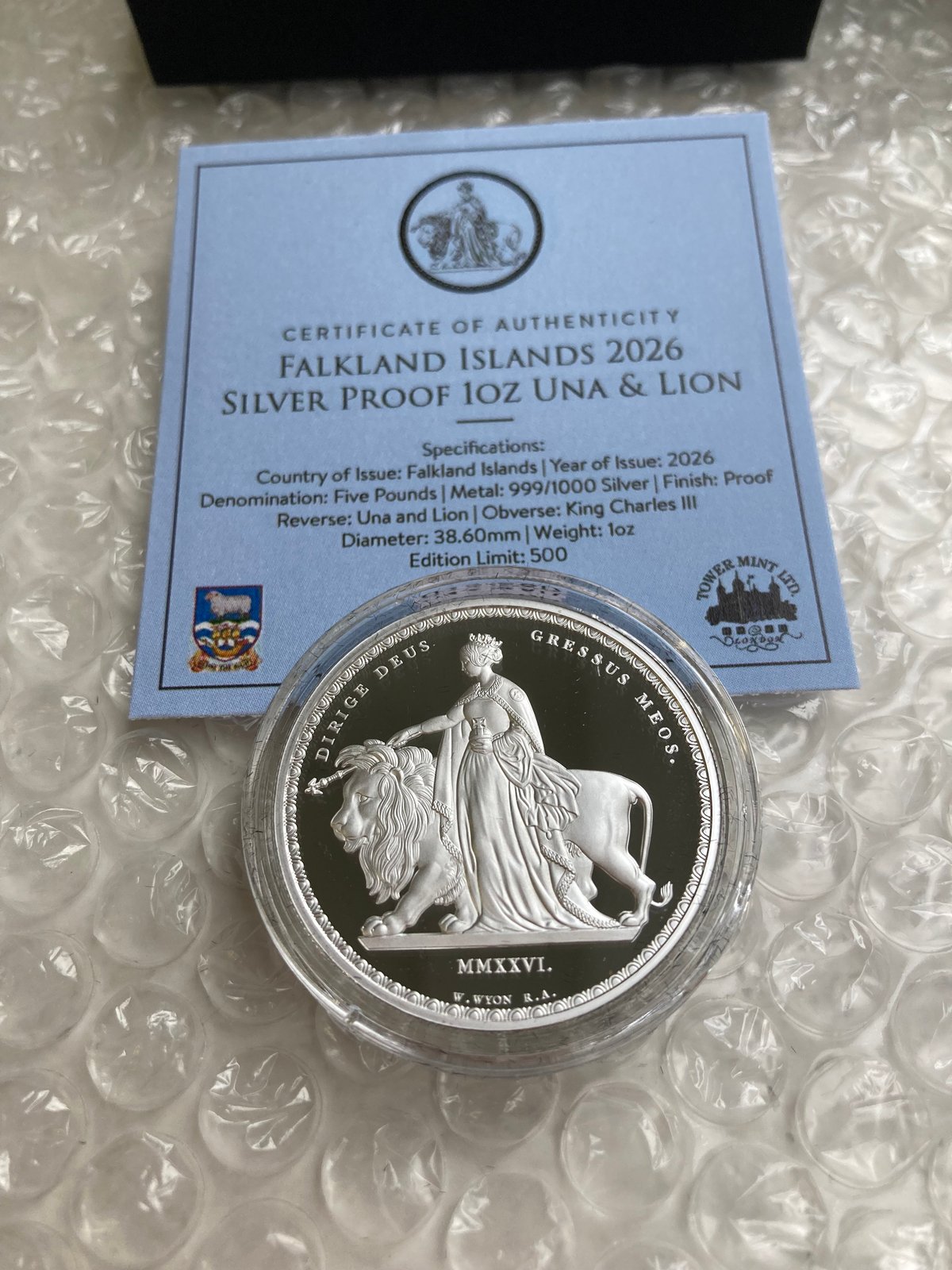 2026年 フォークランド諸島 ウナとライオン 1オンス銀貨 シルバー