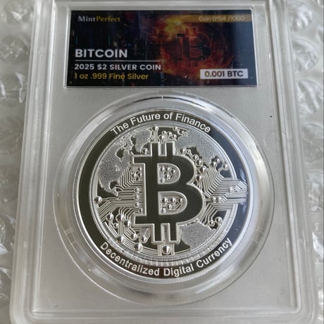 ビットコイン銀貨　1オンス 純銀 本物 ビットコイン 1オンス カプセル 保証書付き 銀貨