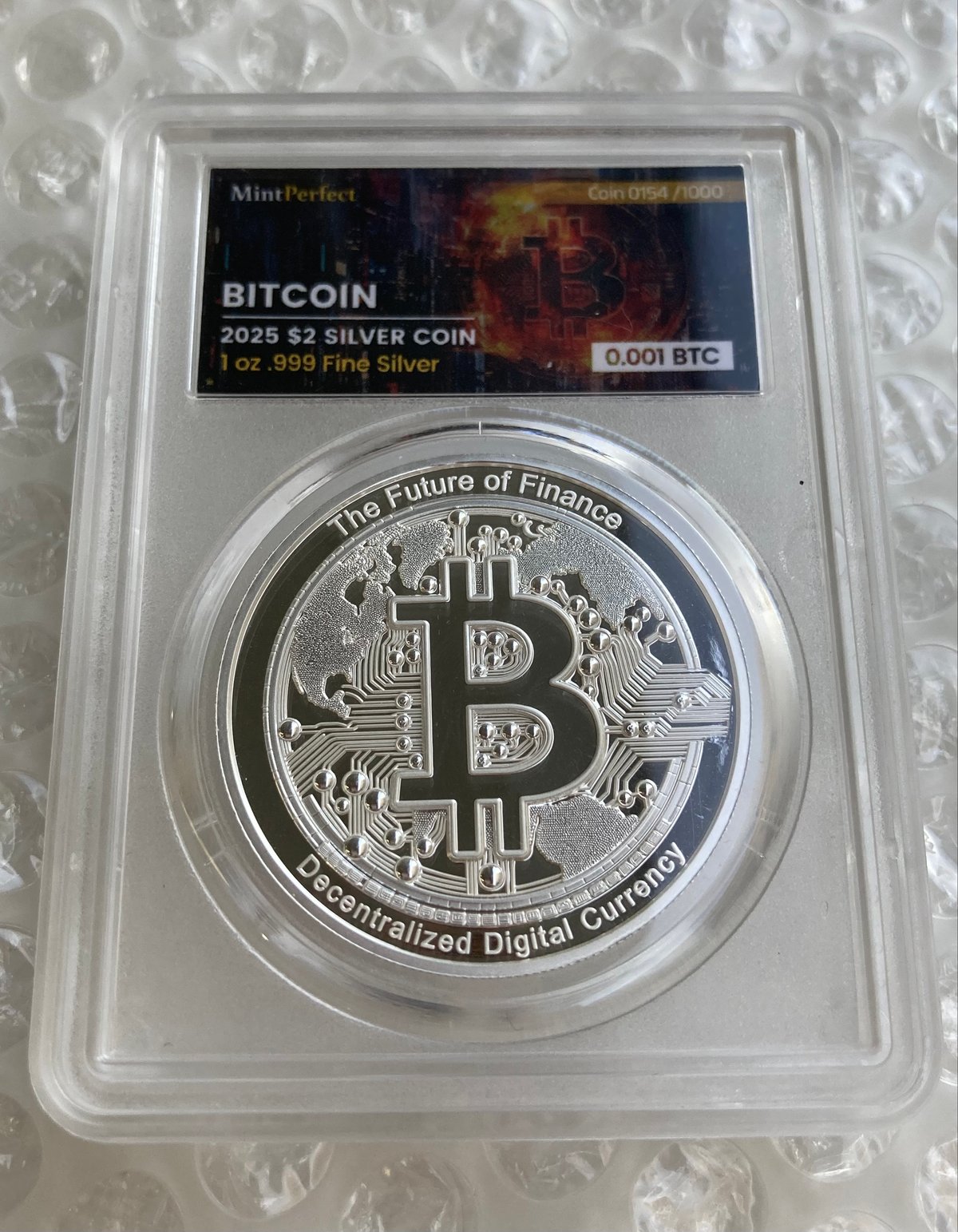 ビットコイン 純銀 コレクションコイン 1オンス BTC 純銀 本物 ビットコイン 1オンス カプセル 保証書付き 銀貨