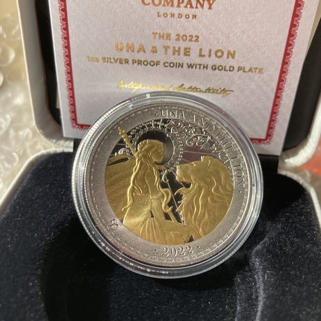2022年 ウナとライオン Gilt･GOLD PLATE版 セントヘレナ 1オンス銀貨 金メッキ シルバー プルーフコイン Una Lion