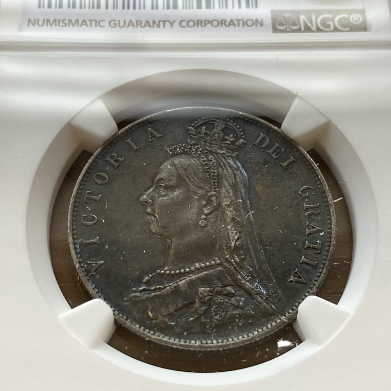 NGC鑑定XF40 1889年ハーフクラウン 銀貨 ヴィクトリア女王 クイーン ...