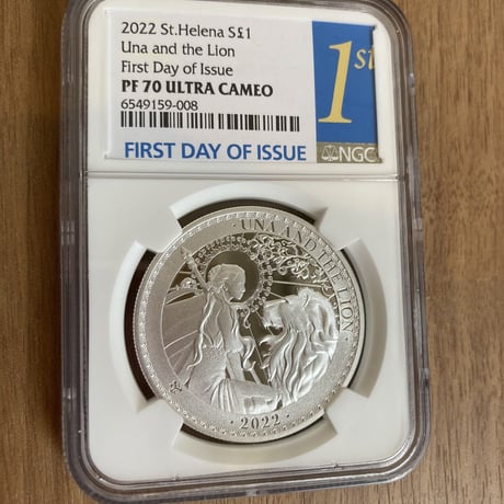 NGC70鑑定FDI 【最新2022年度版】 ウナとライオン 2022 セントヘレナ 1オンス銀貨 シルバープルーフコイン Una Lion