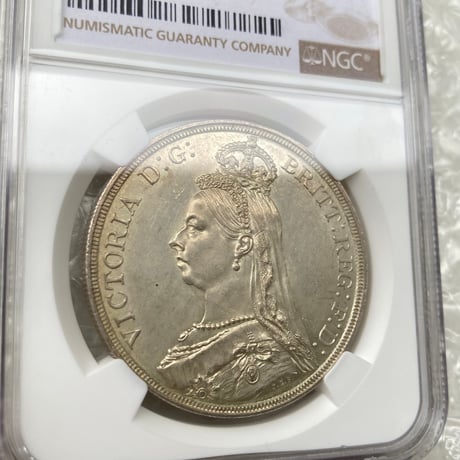 NGC鑑定MS62 ジュビリーヘッド 1887年 クラウン銀貨 ヴィクトリア女王 シルバー アンティークコイン イギリス 英国 ※ハーフクラウンではない