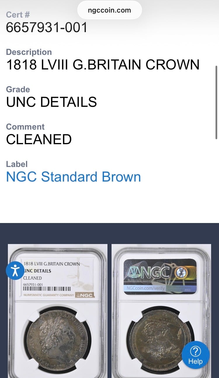 1818年LⅧ クラウン銀貨 ジョージ3世 NGC鑑定UNC ピストルッチ 聖