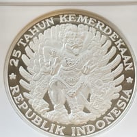 NGC鑑定PF66 インドネシア ガルーダ銀貨 1970年 750ルピア プルーフコイン Indonesia Garuda Bird silver coin