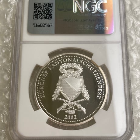 【最高鑑定評価・NGC鑑定PF70】スイス チューリッヒ射撃祭2002年 ウナとライオン 50フラン銀貨 シルバープルーフコイン Una Lion