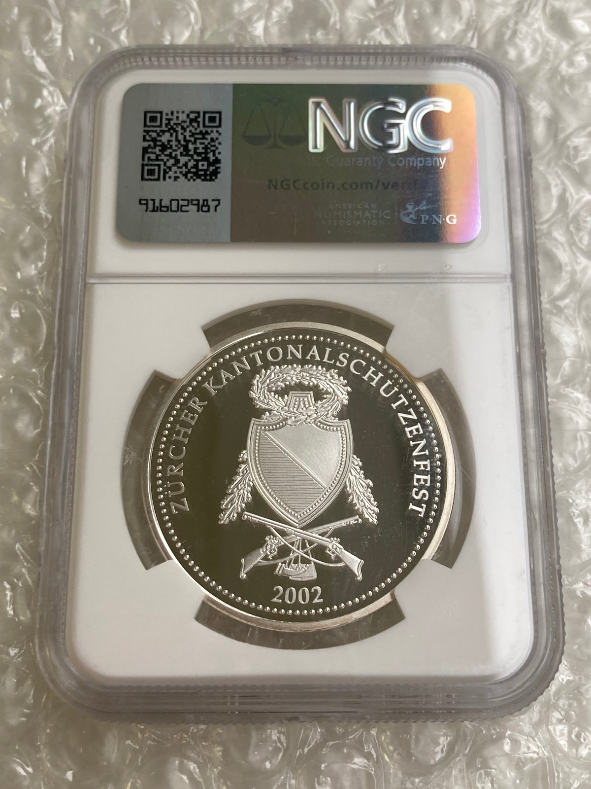 最高鑑定品 NGC-PF70 ティッチーノ 製造1200枚 射撃祭 2016 最高鑑定評価・NGC鑑定PF70】スイス チューリッヒ射撃祭2002年