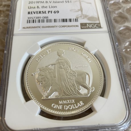 【NGC鑑定PF69】ウナとライオン 2019 イギリス領 ヴァージン諸島 1オンス 1ドル銀貨 1oz シルバーコイン リバースプルーフ 英国 BVI Una Lion