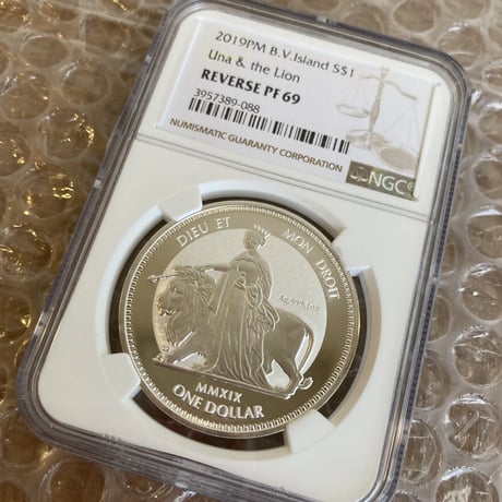 【NGC鑑定PF69】ウナとライオン 2019 イギリス領 ヴァージン諸島 1オンス 1ドル銀貨 1oz シルバーコイン リバースプルーフ 英国 BVI Una Lion