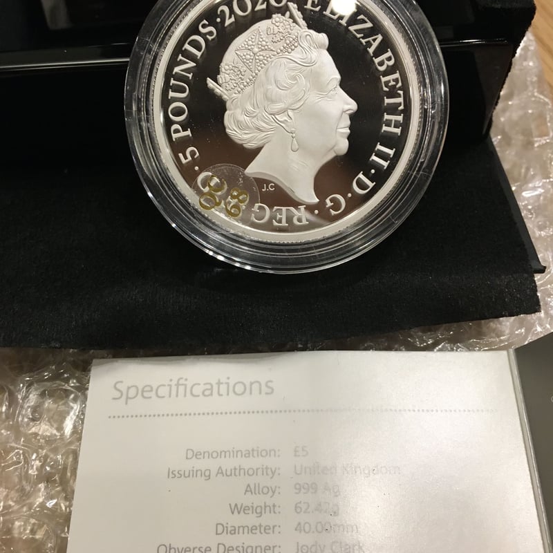 エルトンジョン 2オンス 5ポンド銀貨 プルーフコイン シルバー 2020年