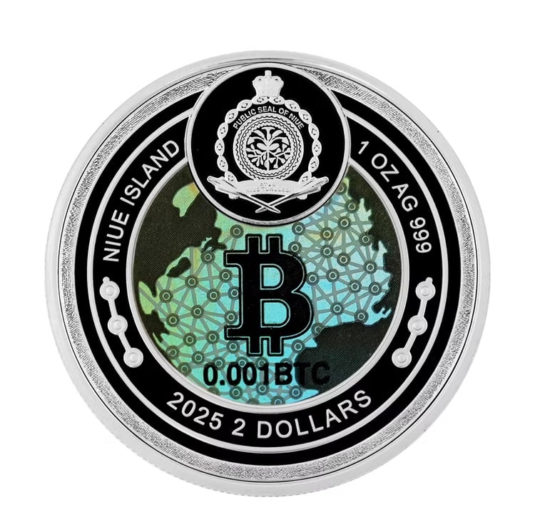 CRYPTO COIN クリプトコイン 純銀 ビットコイン プルーフ 純銀 BTC GOLD / Pure Silver Bitcoin (Gold plating) / CR-0001