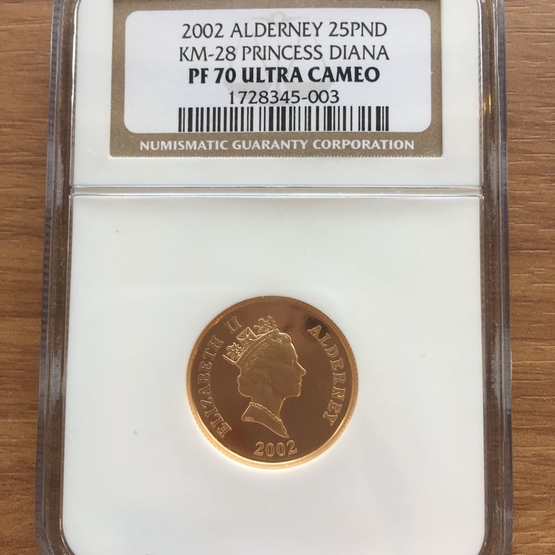 最高鑑定【NGC PF70UC】2002年 オルダニー島 ダイアナ妃 25ポンド金貨