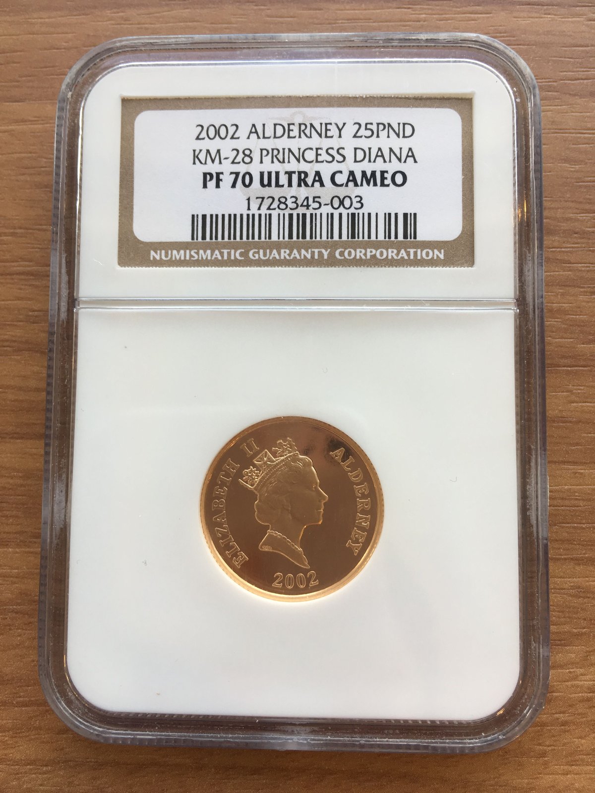 最高鑑定【NGC PF70UC】2002年 オルダニー島 ダイアナ妃 25ポンド金貨