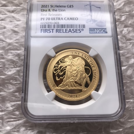 【PF70UC +FR】2021年 ウナとライオン セントヘレナ 1オンス金貨 ゴールド プルーフコイン 200枚 Una Lion St.Helena 1oz gold proof coin