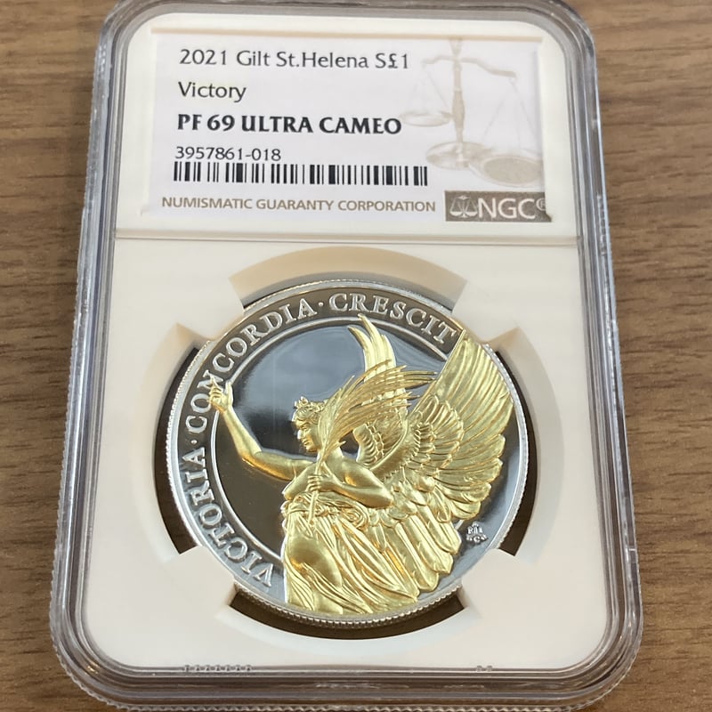 NGC鑑定PF69】Gilt・金メッキ版 女王の美徳シリーズ 勝利 イギリス領