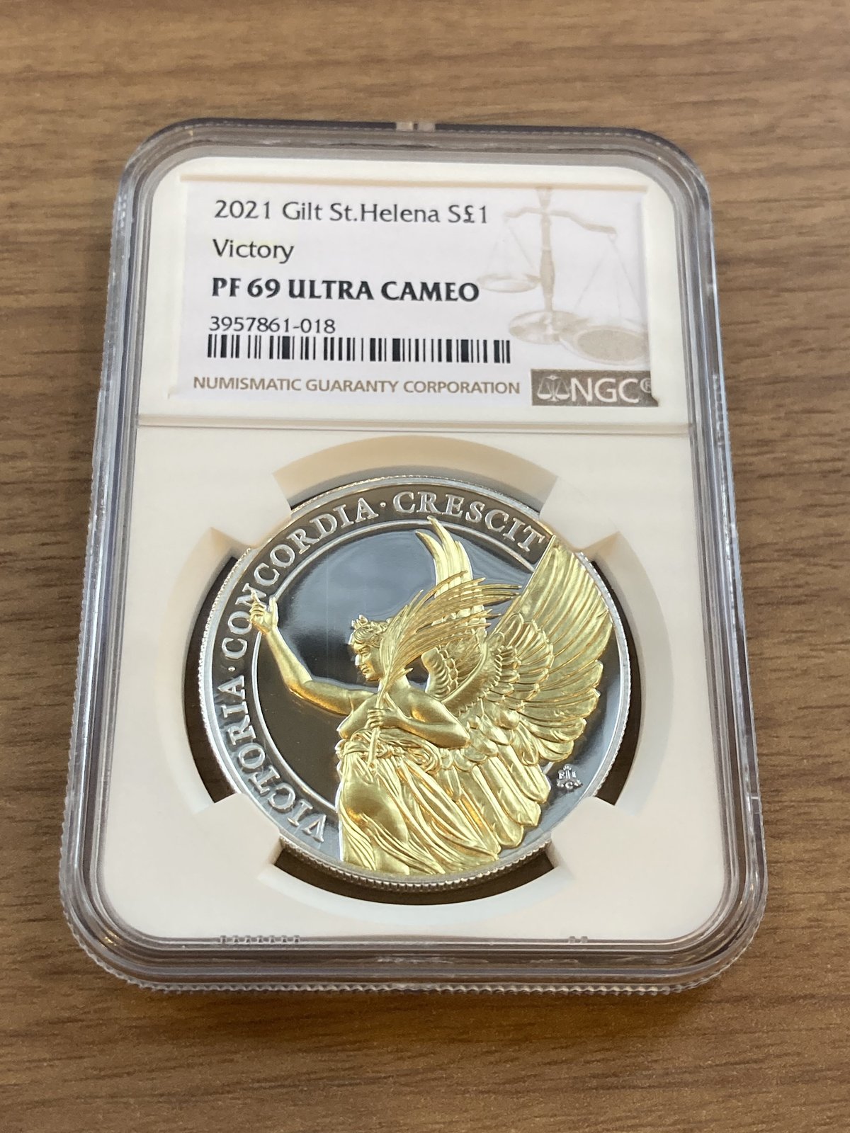 NGC鑑定PF69】Gilt・金メッキ版 女王の美徳シリーズ 勝利 イギリス領
