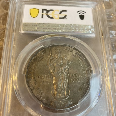 【PCGS鑑定AU55】ドイツ ババリア マドンナ グルデン銀貨 マキシミリアン2世 ギルダ－ 1855 Bavaria Madonna 2 Gulden アンティークコイン