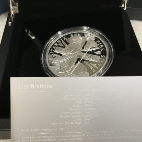 【新品】5オンス 2020 ロイヤルミント ブリタニア コイン 銀貨 10ポンド Britannia 5oz Silver Proof coin 10pounds 250枚限定