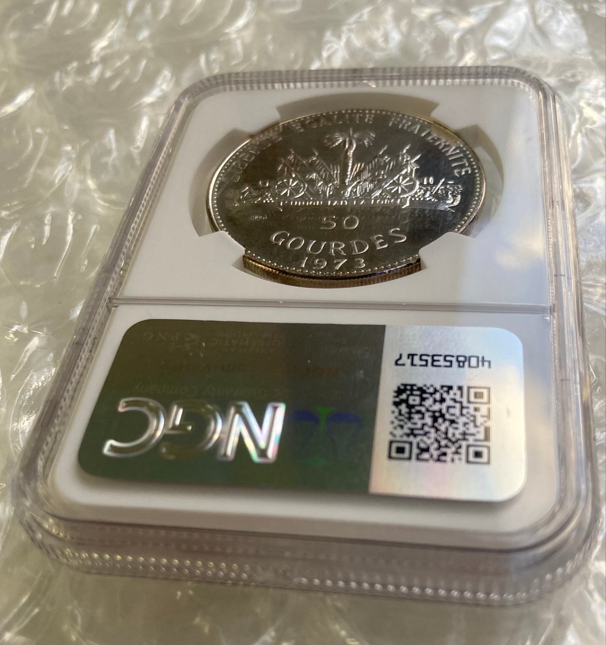 1973年 ハイチ 貝を持つ少女 マーメイド NGC鑑定PF64C 50グールド銀貨