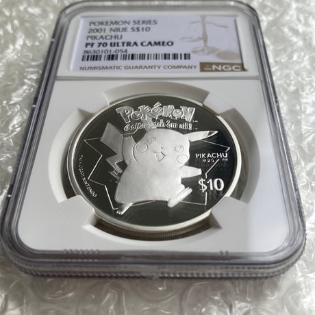 2枚の最高鑑定TopPop!! NGC鑑定PF70 ニウエ 2001年 ポケモン ピカチュウ 10ドル銀貨 シルバー プルーフコイン ※ポケカ・トレカではない