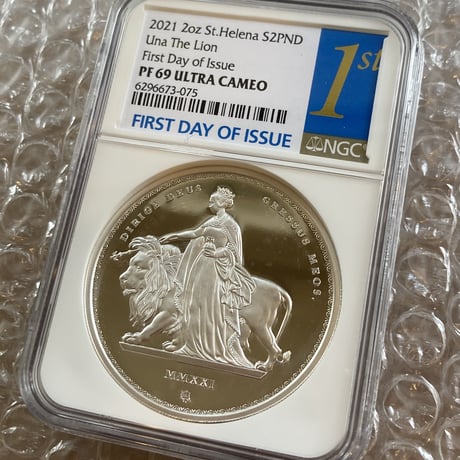 【NGC PF69UC+FDI】2オンス銀貨 ウナとライオン マスターピース版 イギリス領セントヘレナ造幣局 シルバープルーフコイン 発行即日鑑定品