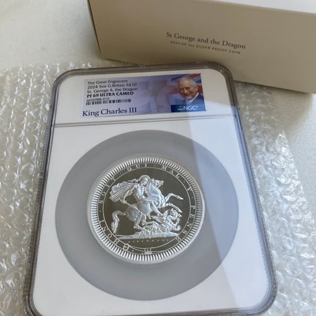 5ozサイズ‼︎  ロイヤルミント ピストルッチ NGC鑑定PF69 2024年 聖ジョージの竜退治 5オンス銀貨 シルバー プルーフコイン Royal Mint Pistrucci