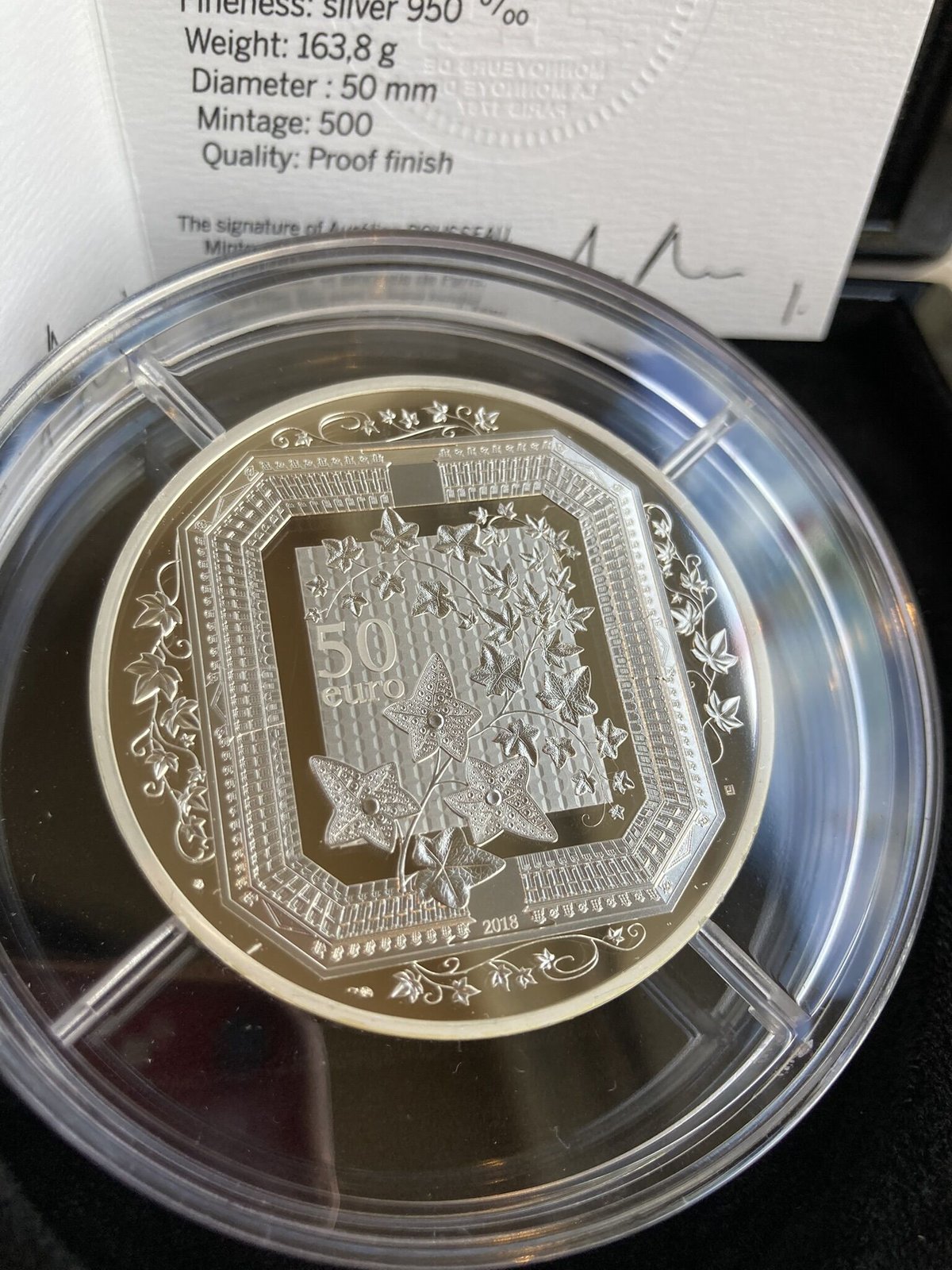 BOUCHERON公式 フランス造幣局 ブシュロン 2018年 50ユーロ銀貨