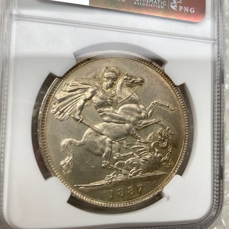 NGC鑑定MS62 ジュビリーヘッド 1887年 クラウン銀貨 ヴィクトリア女王 シルバー アンティークコイン イギリス 英国 ※ハーフクラウンではない