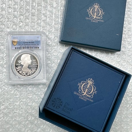 PCGS鑑定PR69 ダイヤモンドジュビリー 2012年 エリザベス女王60周年記念 5ポンド銀貨 シルバープルーフコイン ヤングヤング Royal Mint