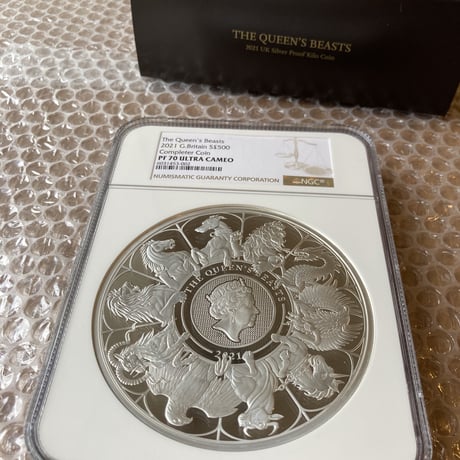 【1kg銀貨・NGC70鑑定】2021 クイーンズビースト コンプリーター版 1キログラム 500ポンド シルバープルーフコイン QUEEN'S BEASTS COMPLETER