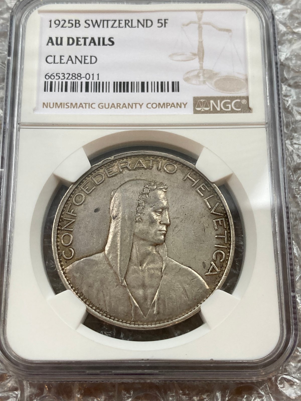 スイス ウィリアム・テル 1925年 5フラン銀貨 シルバー アンティーク