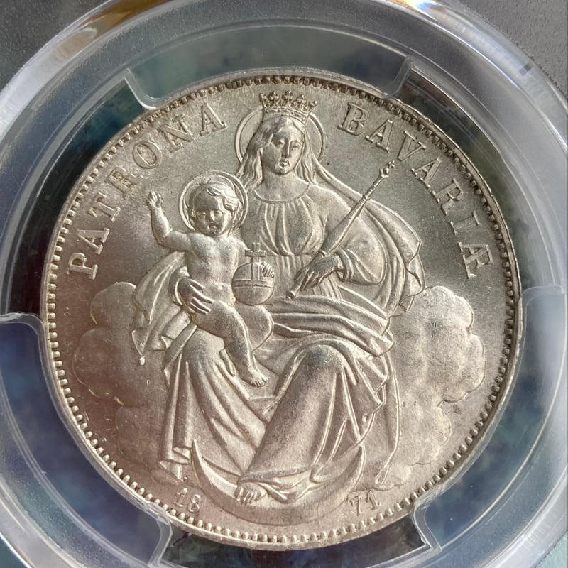 PCGS鑑定MS65】1871年ドイツ ババリア マドンナ ターラー銀貨