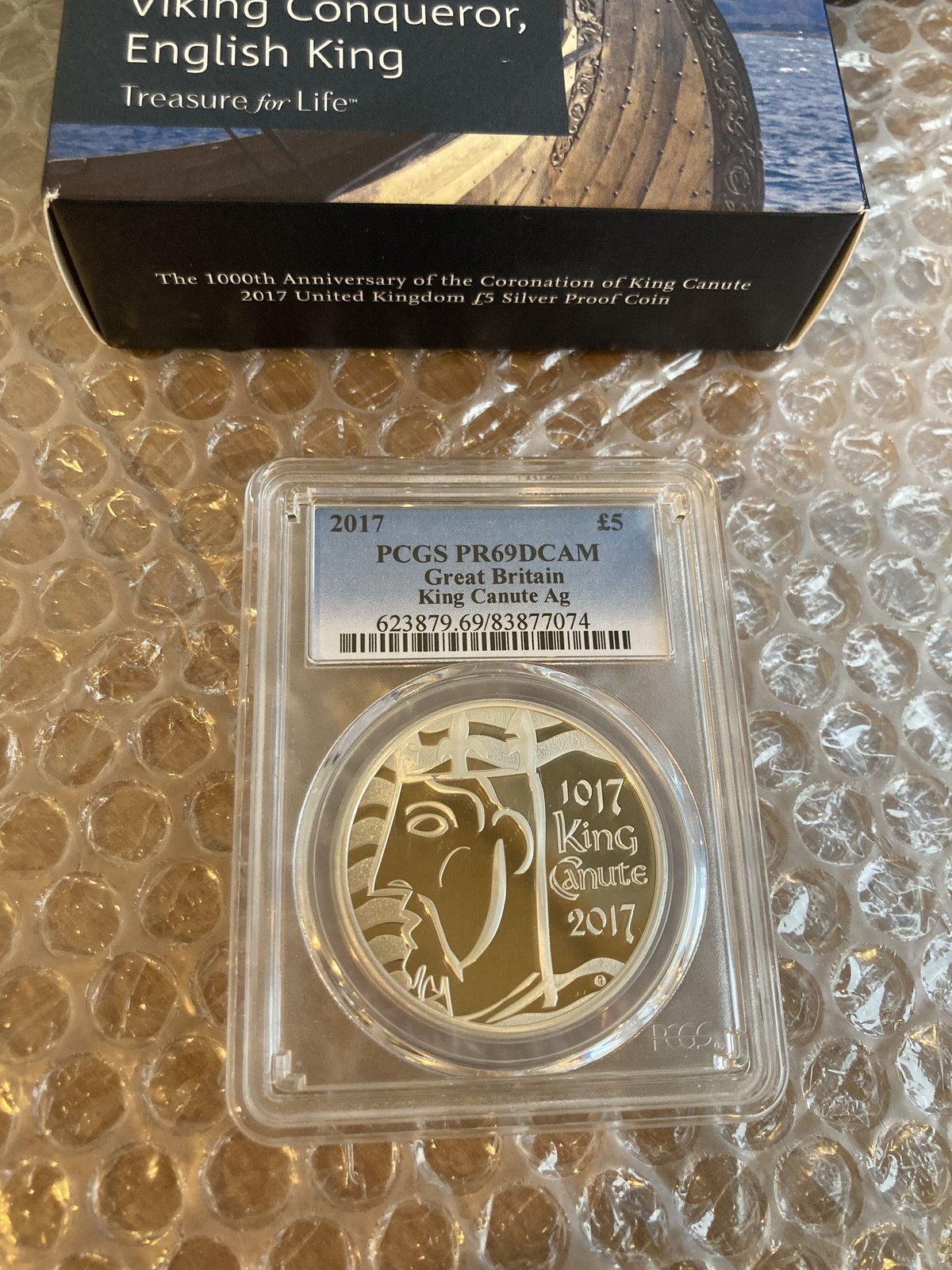 PCGS・PR69DCAM】2017 キングクヌート 戴冠1000周年 5ポンド銀貨