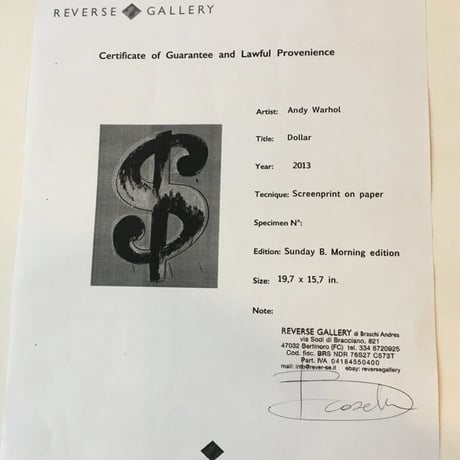 ※アクリルクレーム額装あり　【真作】中古 証明書あり アンディウォーホル ダラーサイン レッド 赤 シルクスクリーンプリント サンデーBモーニング版 Andy Warhol