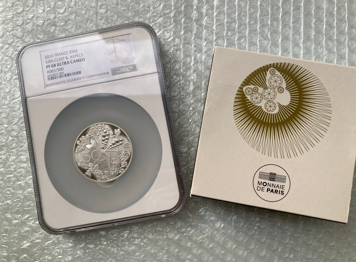 5オンス銀貨 ヴァンクリーフ＆アーペル フランス造幣局 NGC鑑定