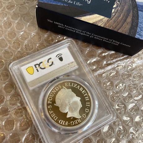 世界で9枚 【PCGS70鑑定】2017年 キングクヌート 戴冠1000周年 5ポンド銀貨 シルバー プルーフコイン イギリス 英国 ロイヤルミント カヌート king canute