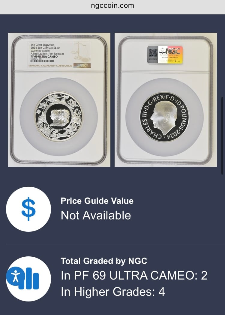 2024年 イギリス ワーテルロー メダル PF69 ULTRA CAMEO 2024年 イギリス ワーテルロー メダル PF69 ULTRA CAMEO 2024