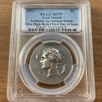 PCGS発行即日鑑定MS70+FDI アレトゥーサ クック諸島 2023年 5ドル ウルトラハイレリーフ 1オンス銀貨 シルバーコイン アンティーク仕上げ デカドラクマ テトラドラクマ