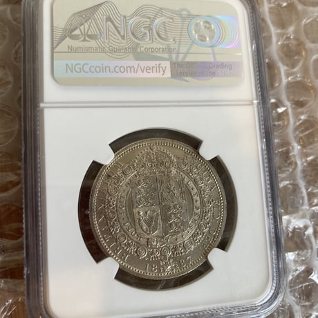 【NGC鑑定UNC】1887年 ジュビリーヘッド 1/2 ハーフクラウン銀貨 シルバー アンティークコイン イギリス 英国 ヴィクトリア ターラー ターレル