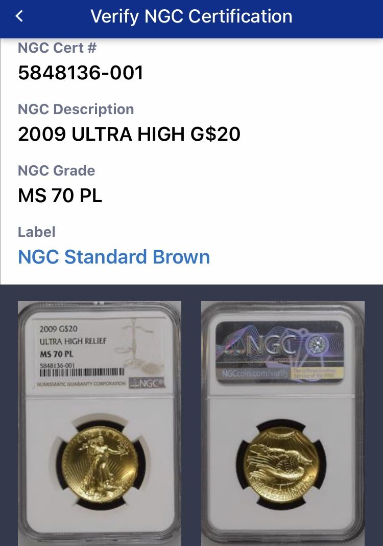 NGC MS70PL 】2009年 ウルトラハイレリーフ金貨 コイン プルーフライク