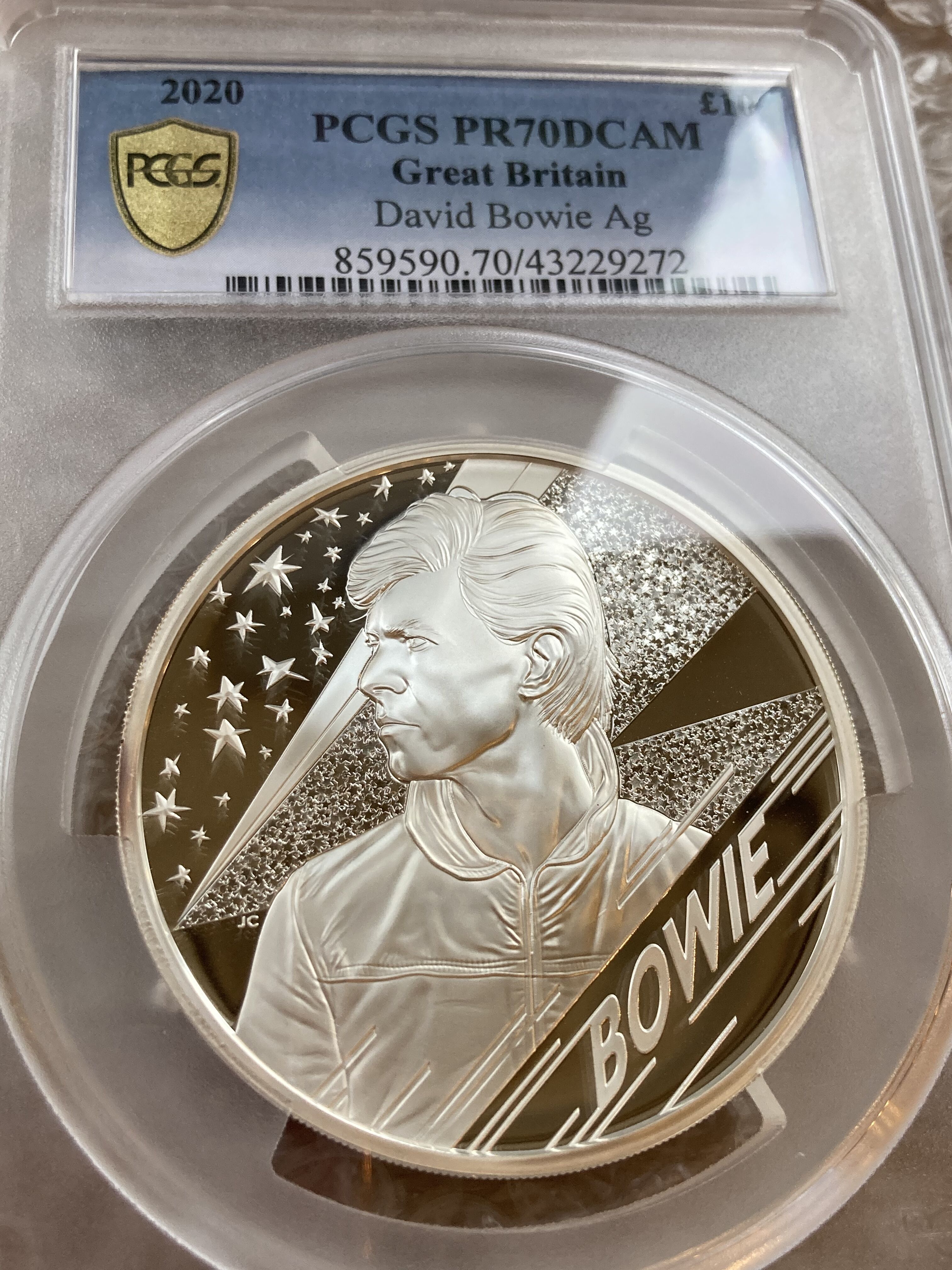 PCGS70鑑定・世界でわずか3枚】デビッドボウイ 5オンス銀貨 シルバー