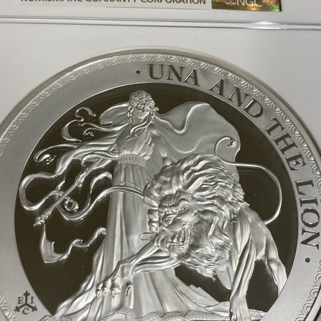 【NGC69鑑定】 1kg銀貨・発行50枚 ウナとライオン 2021年 セントヘレナ 1キログラム £50銀貨 シルバー プルーフコイン UnaLion