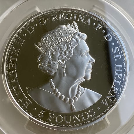 【最高鑑定品】5オンス銀貨 ウナとライオン イギリス領セントヘレナ造幣局 マスターピース版 ウィリアムワイオンデザイン 2021年 シルバー プルーフコイン Una Lion