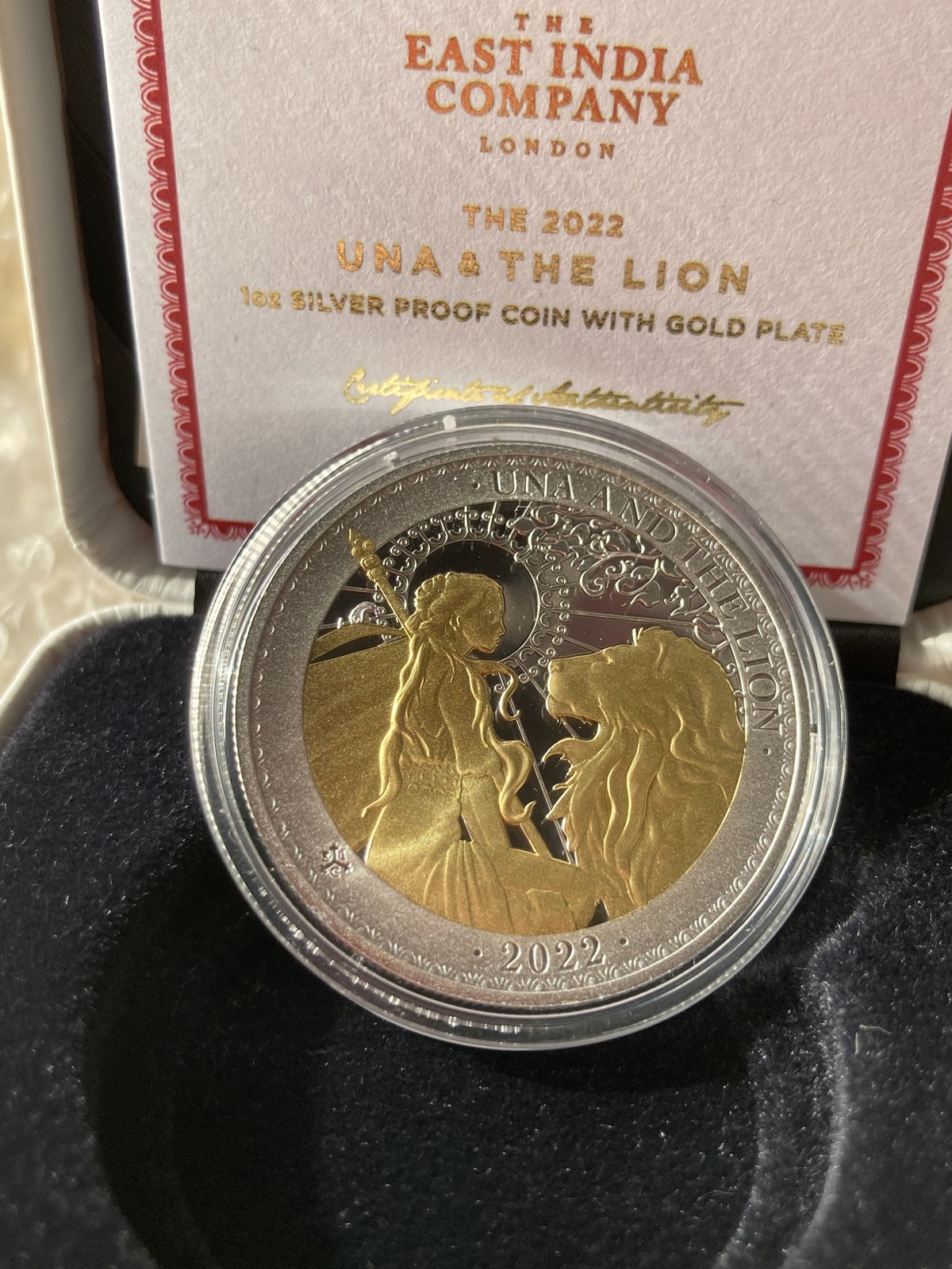 2022年 ウナとライオン Gilt・GOLD PLATE版 セントヘレナ 1オンス銀貨