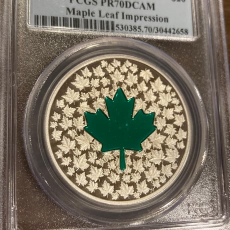 PCGS鑑定PR70 カナダ造幣局 グリーン・クリスタル・メイプルリーフ銀貨 2014年 プルーフ シルバーコイン カナディアンミント メープルリーフ