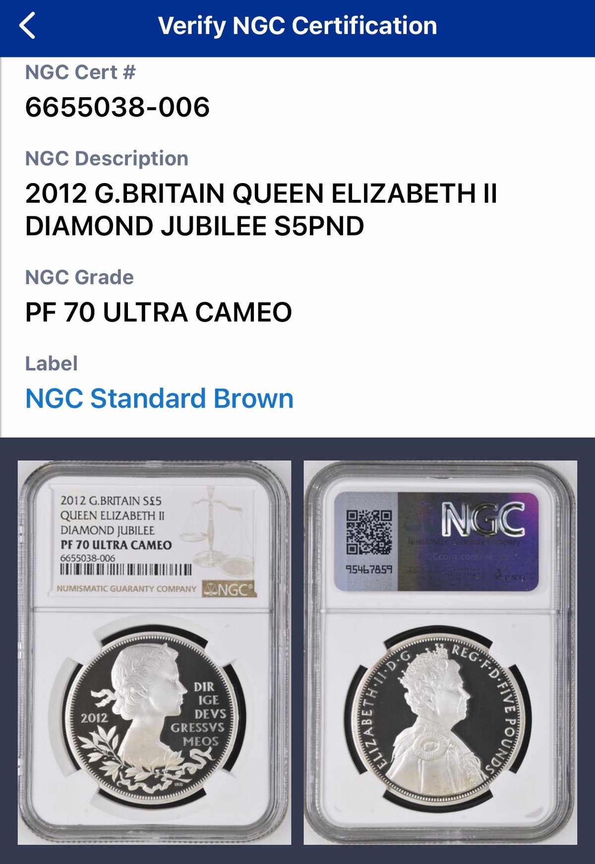 ☆人気準最高鑑定☆2012年 エリザベスⅡ ダイヤモンドジュビリー 5ポンド銀貨 ピエフォー版 NGC鑑定PF68 ダイヤモンドジュビリー 2012年