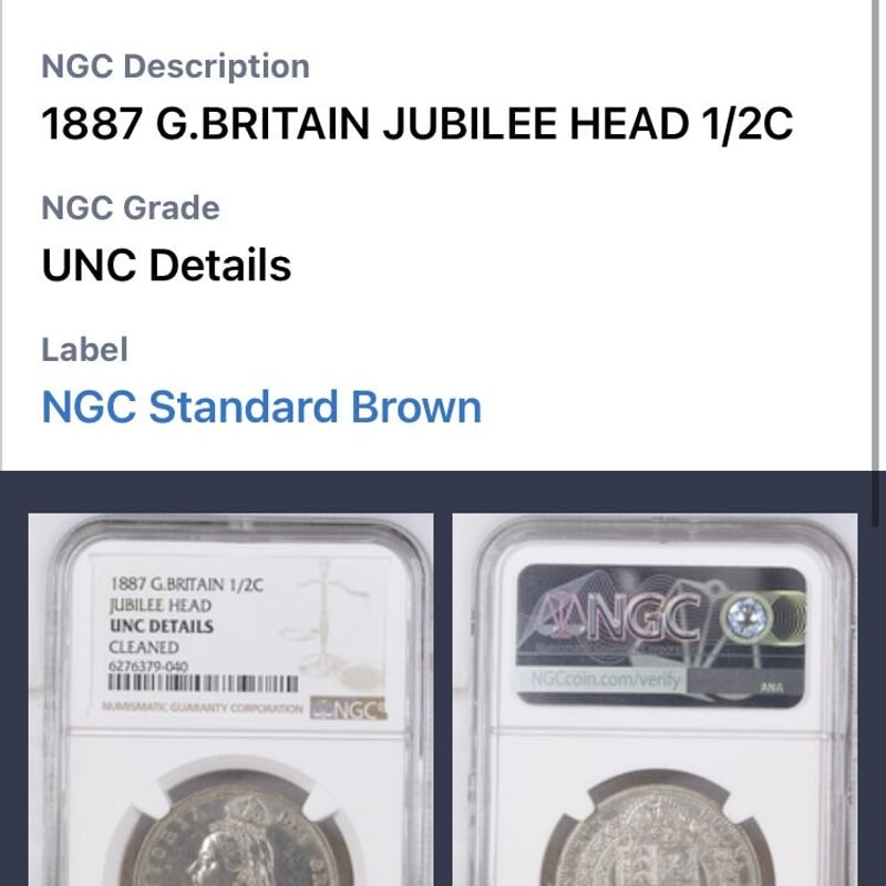 NGC鑑定UNC】1887年 ジュビリーヘッド 1/2 ハーフクラウン銀貨 