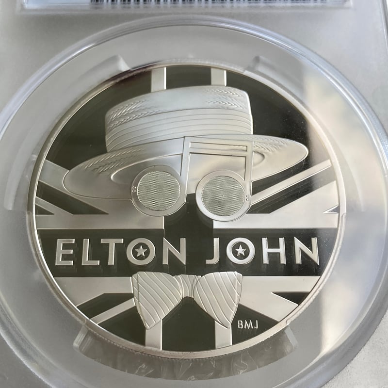 PCGS鑑定PR69 エルトンジョン 5オンス 10ポンド銀貨 シルバープルーフ